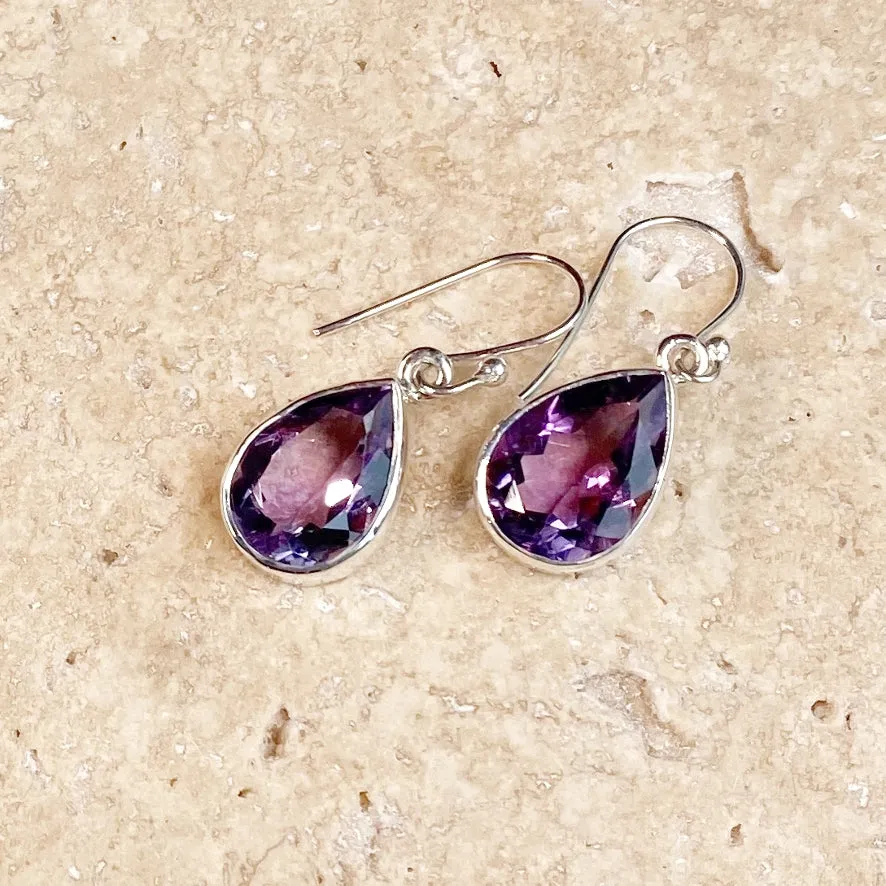 Amethyst Teardrop Gemstone Earrings - Grace