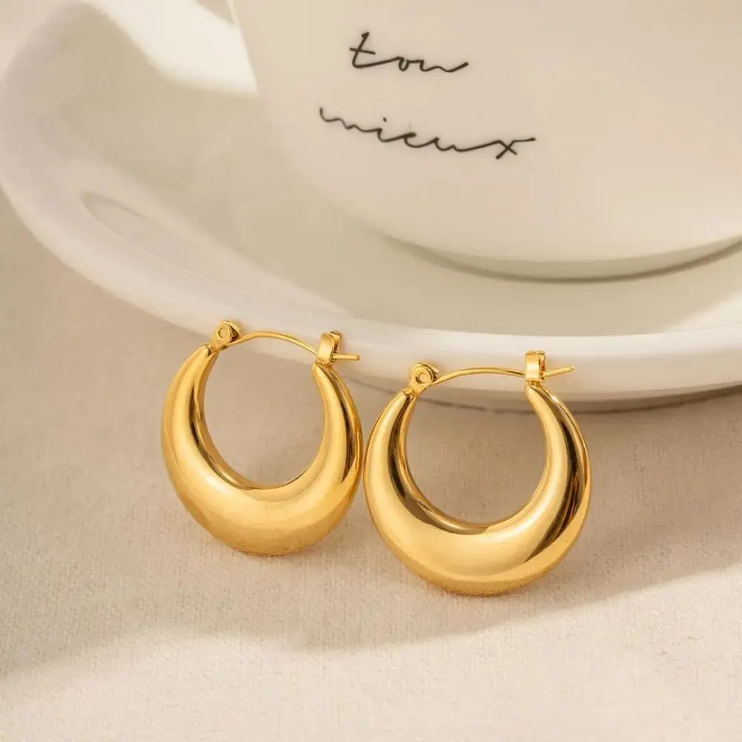 Anti Tarnish Circle Shaped Gold Hoop Earring