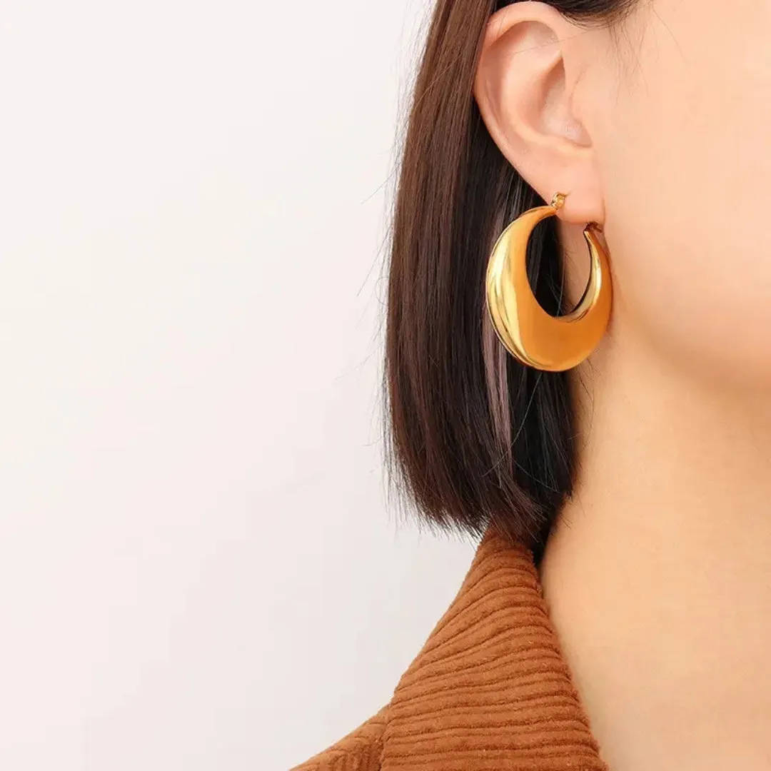 Anti Tarnish Circle Shaped Gold Hoop Earring