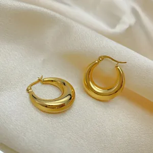 Anti Tarnish Circle Shaped Gold Hoop Earring