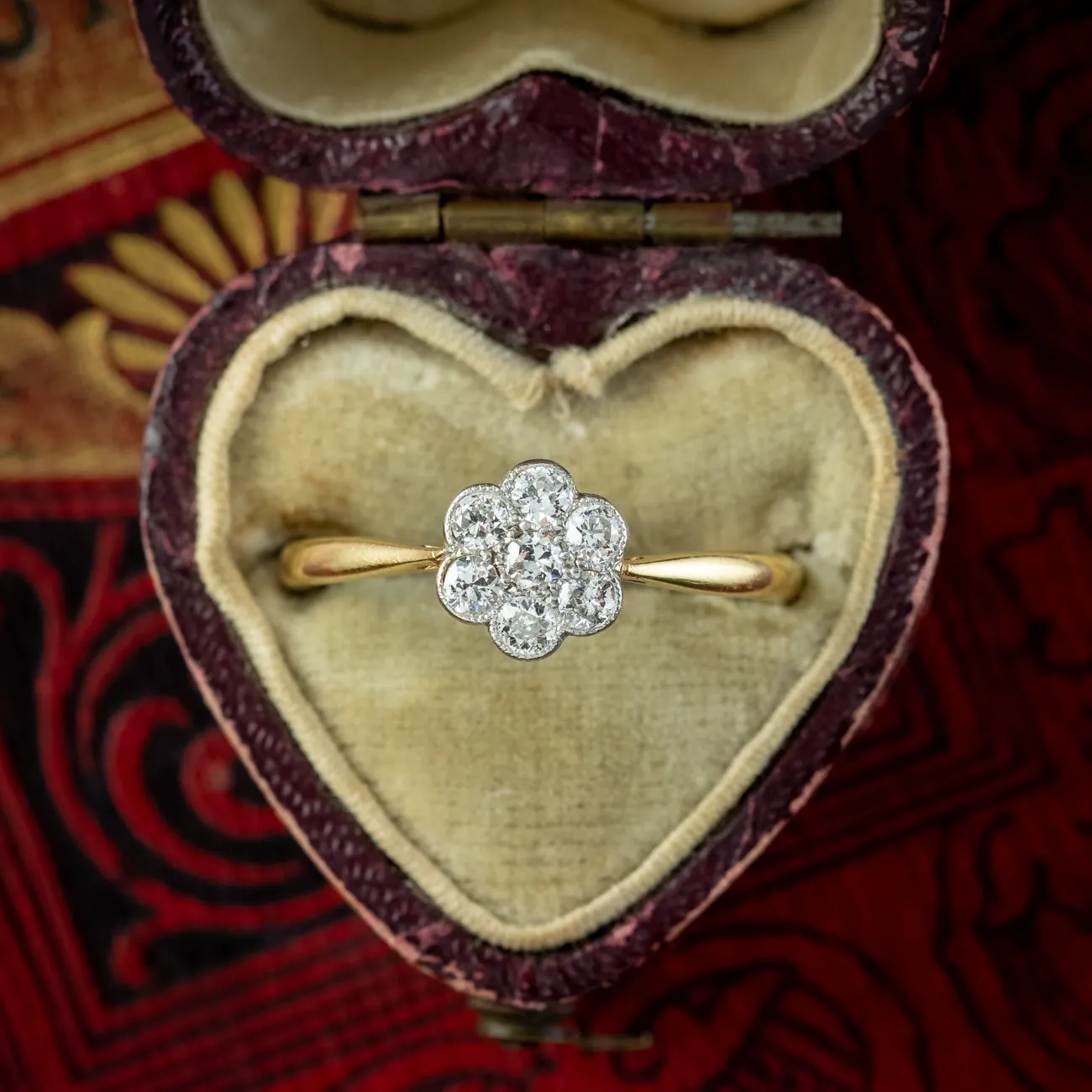 Antique Edwardian Diamond Daisy Cluster Ring 0.35ct Diamond