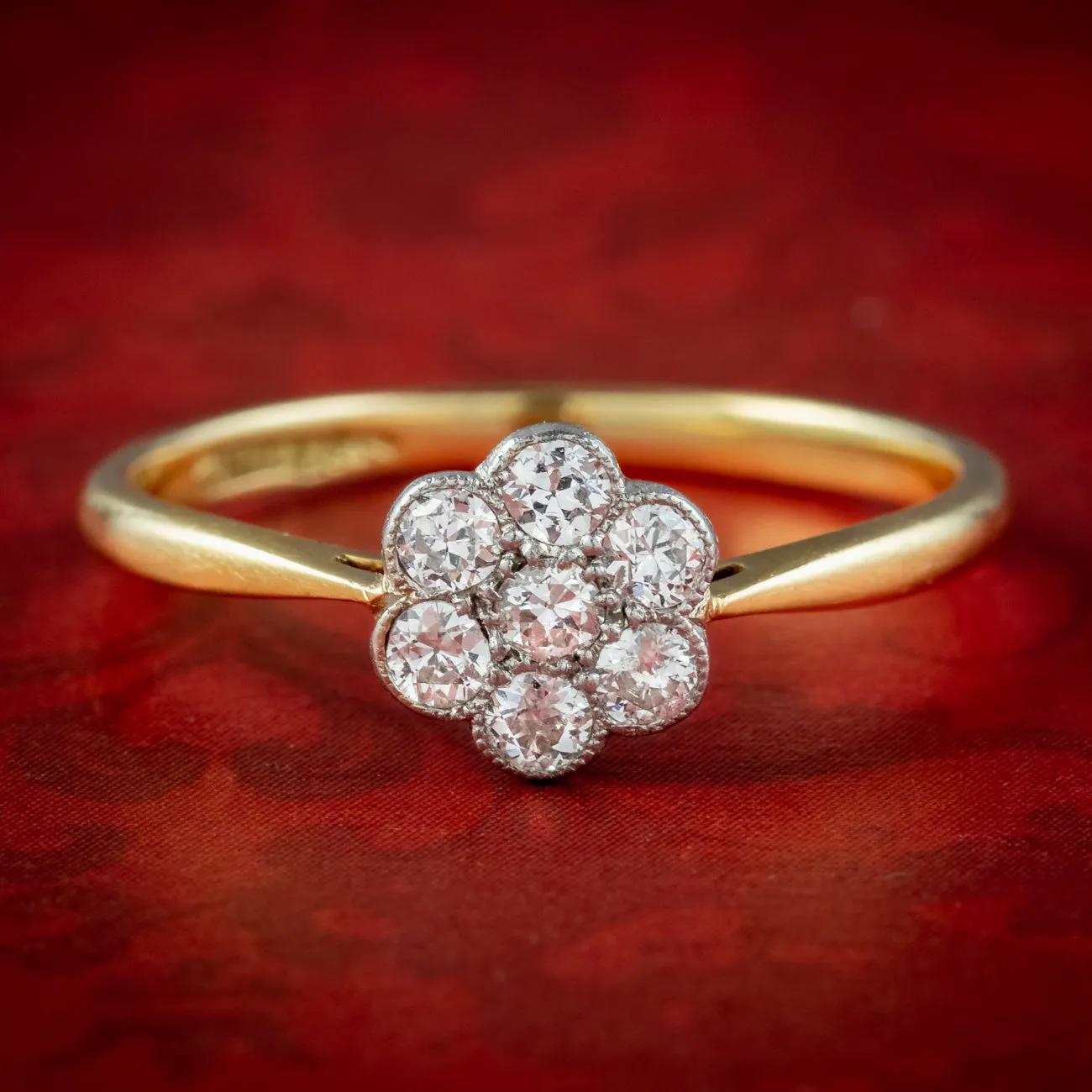 Antique Edwardian Diamond Daisy Cluster Ring 0.35ct Diamond