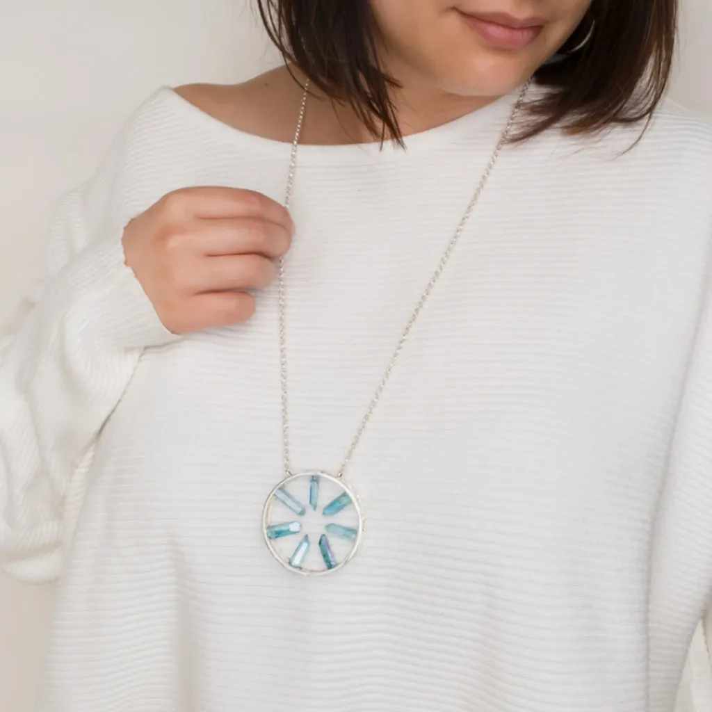 Aqua Aura Quartz Necklace