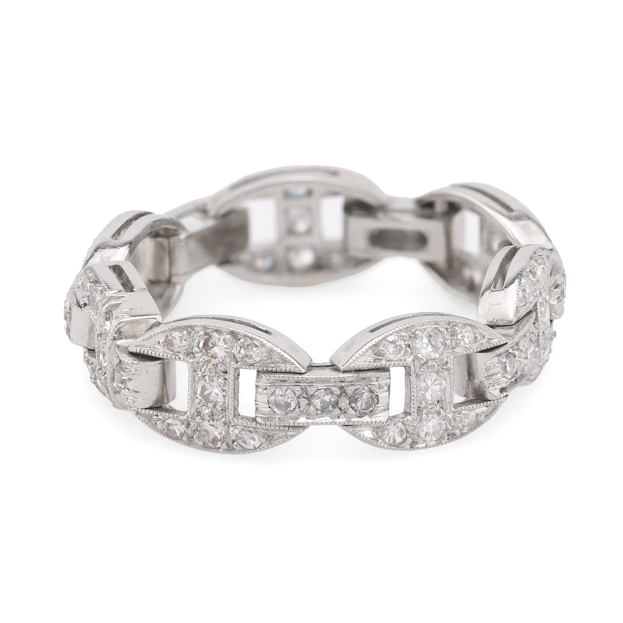 Art Deco diamond platinum flexible ring