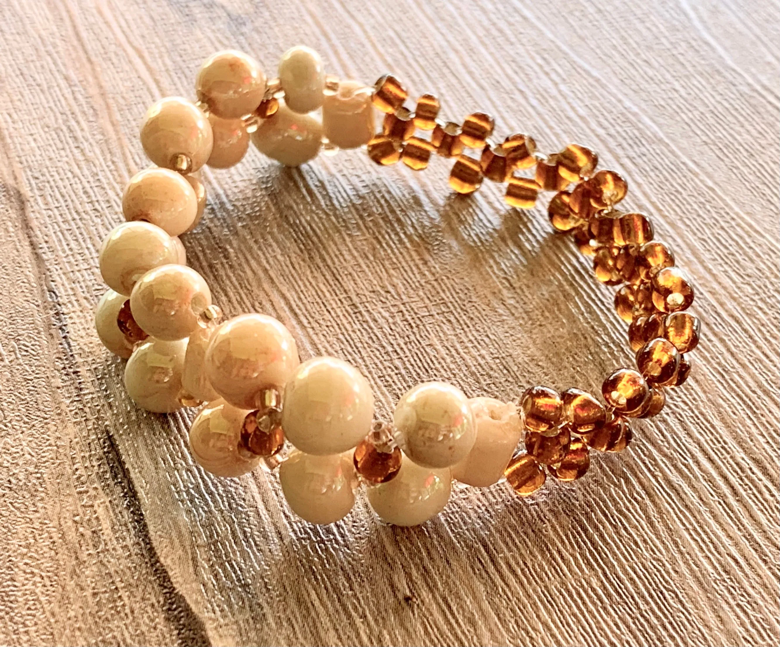 Ashley Ceramic and Seed Bead Expandable Bracelet