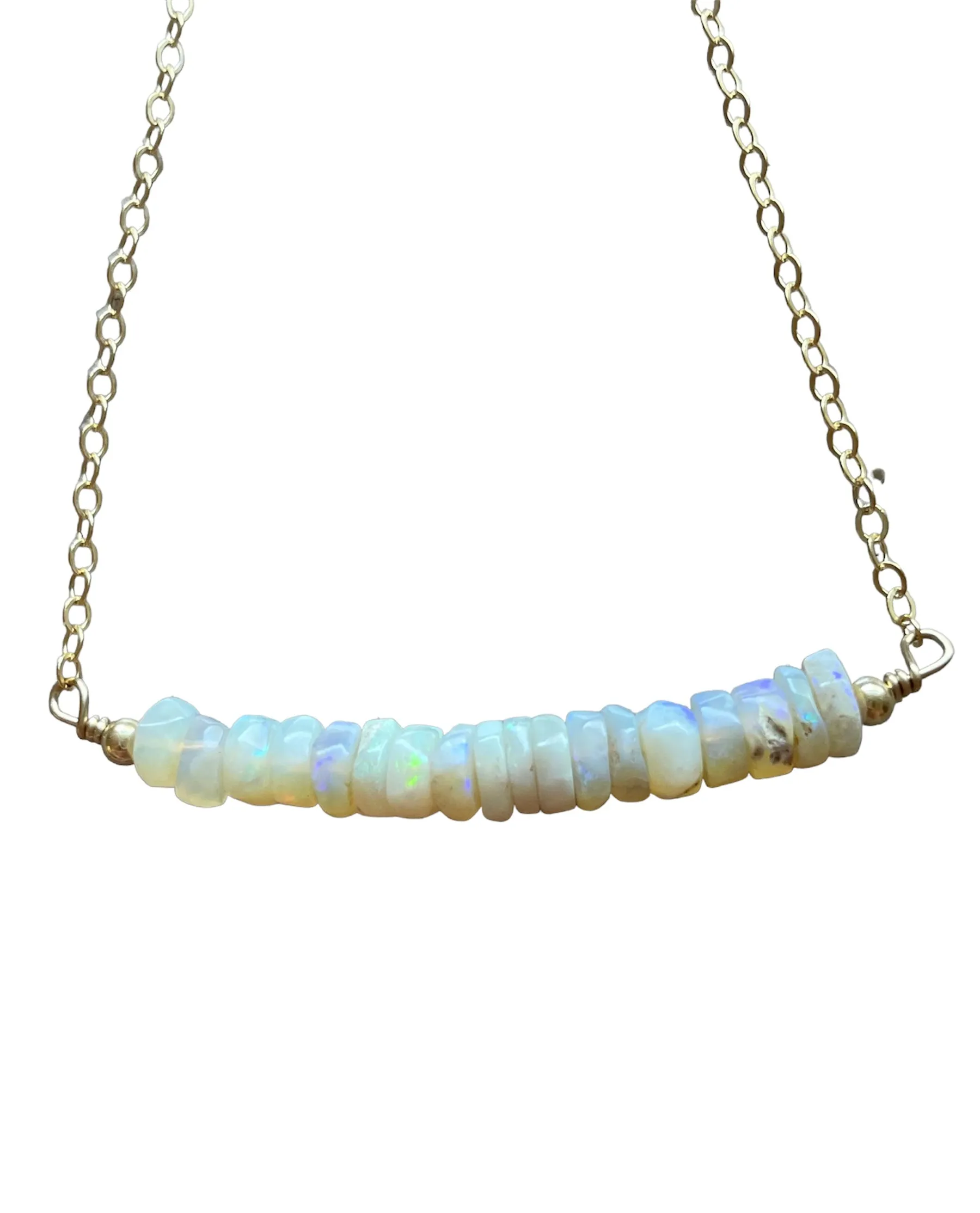 Australian Opal Necklace on Sterling Silver or 14k Gold Filled