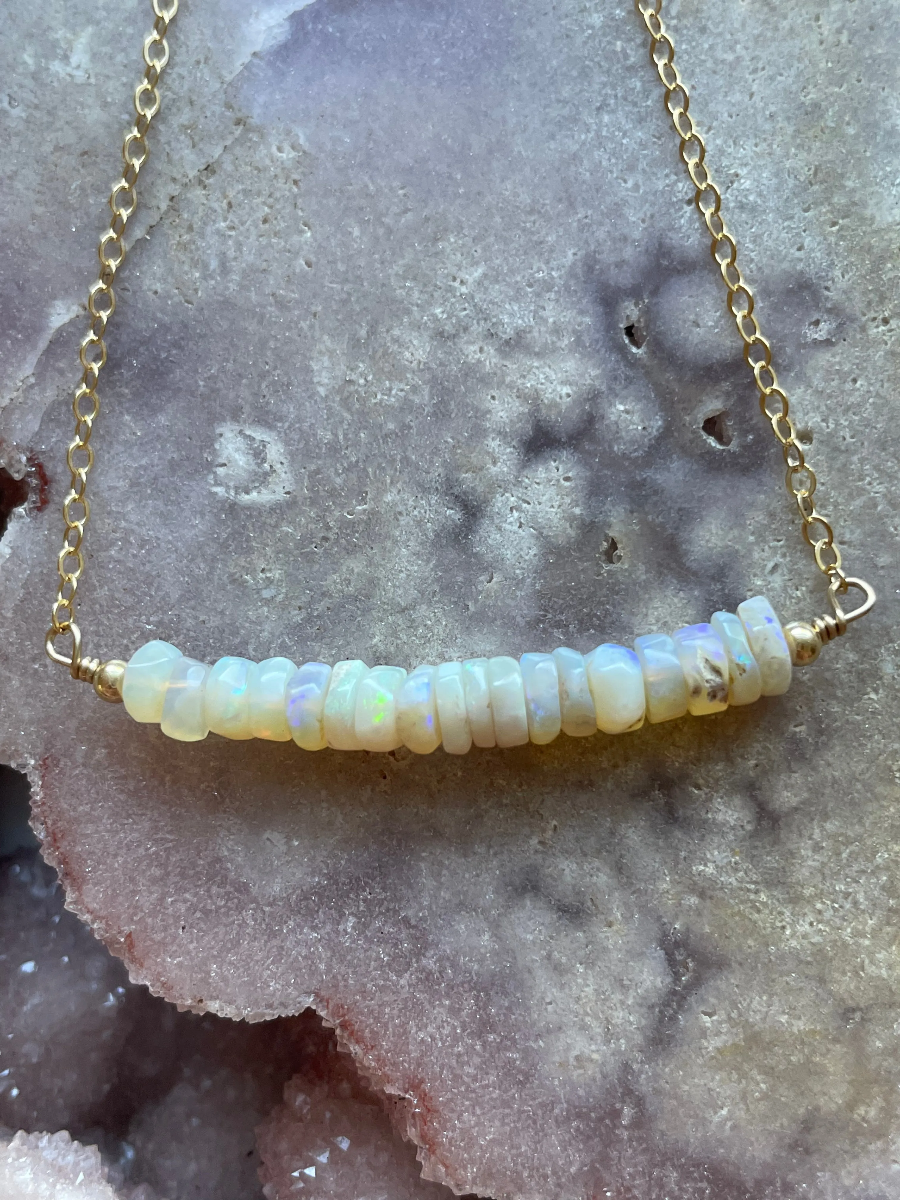 Australian Opal Necklace on Sterling Silver or 14k Gold Filled