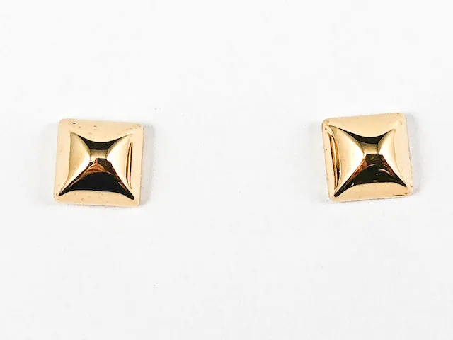 Beautiful Sharp Square Shape Shiny Metallic Gold Tone Stud Earrings