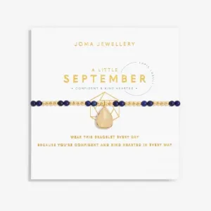 Birthstone September Lapis Lazuli Gold 17.5cm Stretch Bracelet 6140