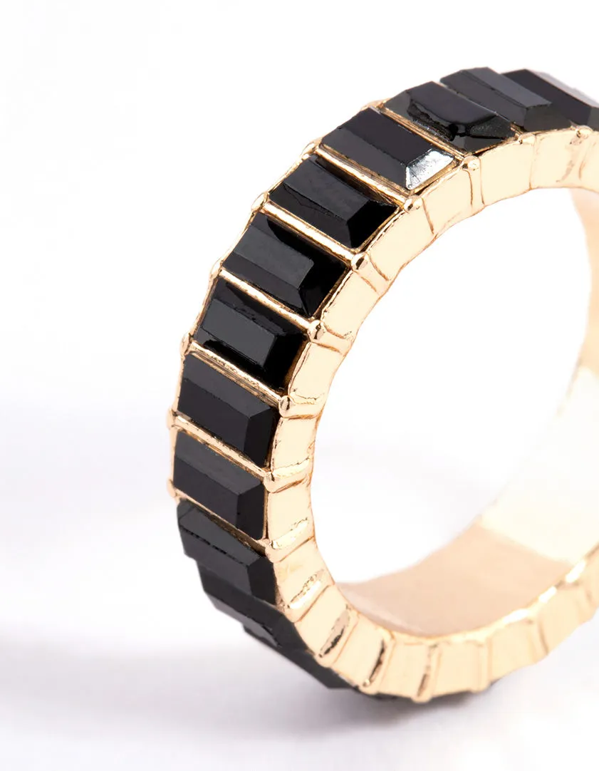 Black Baguette Band Ring