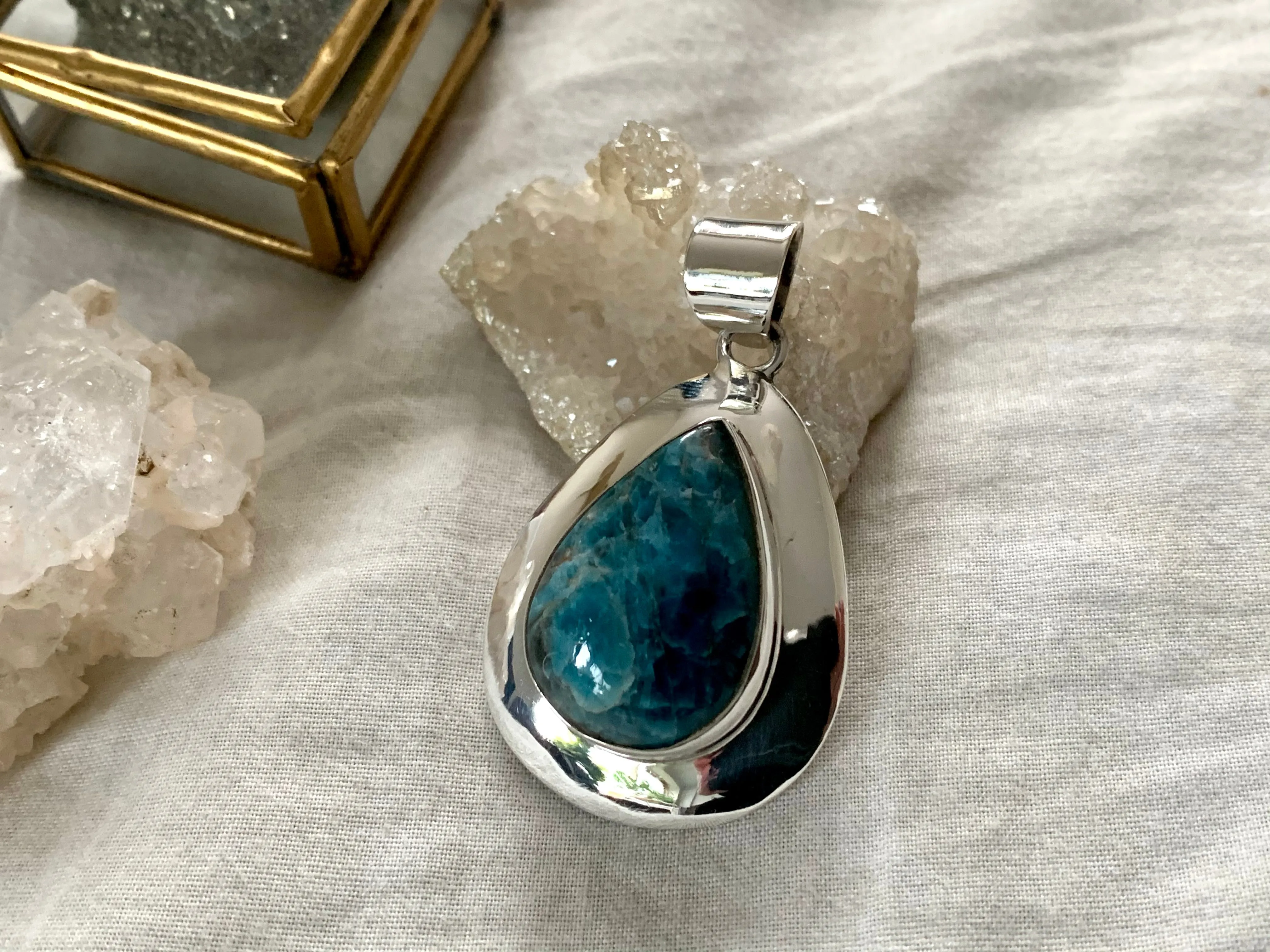 Blue Apatite Medea Pendant - Reg. Teardrop