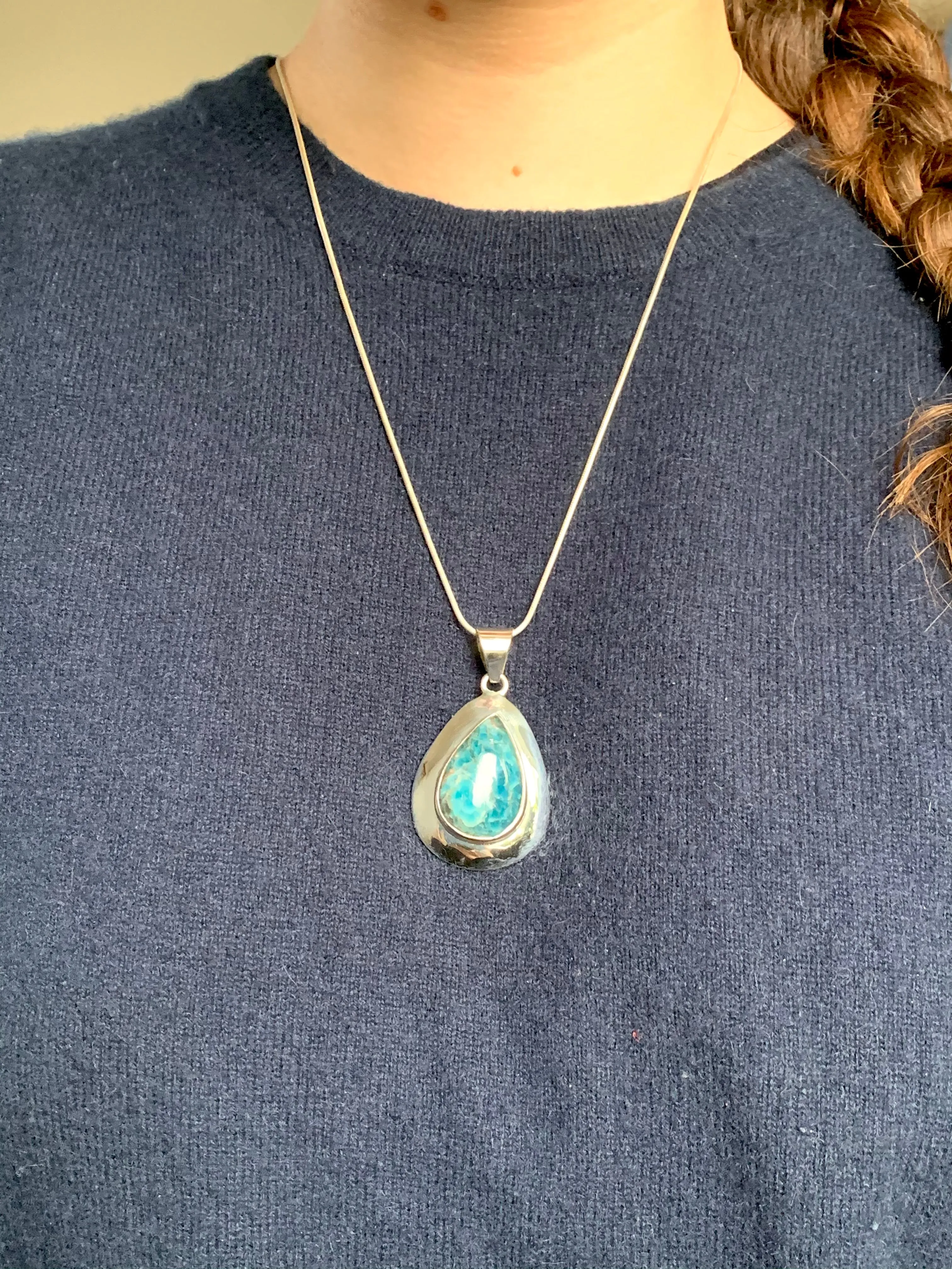 Blue Apatite Medea Pendant - Reg. Teardrop