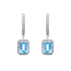 Blue Topaz & Diamond Huggies