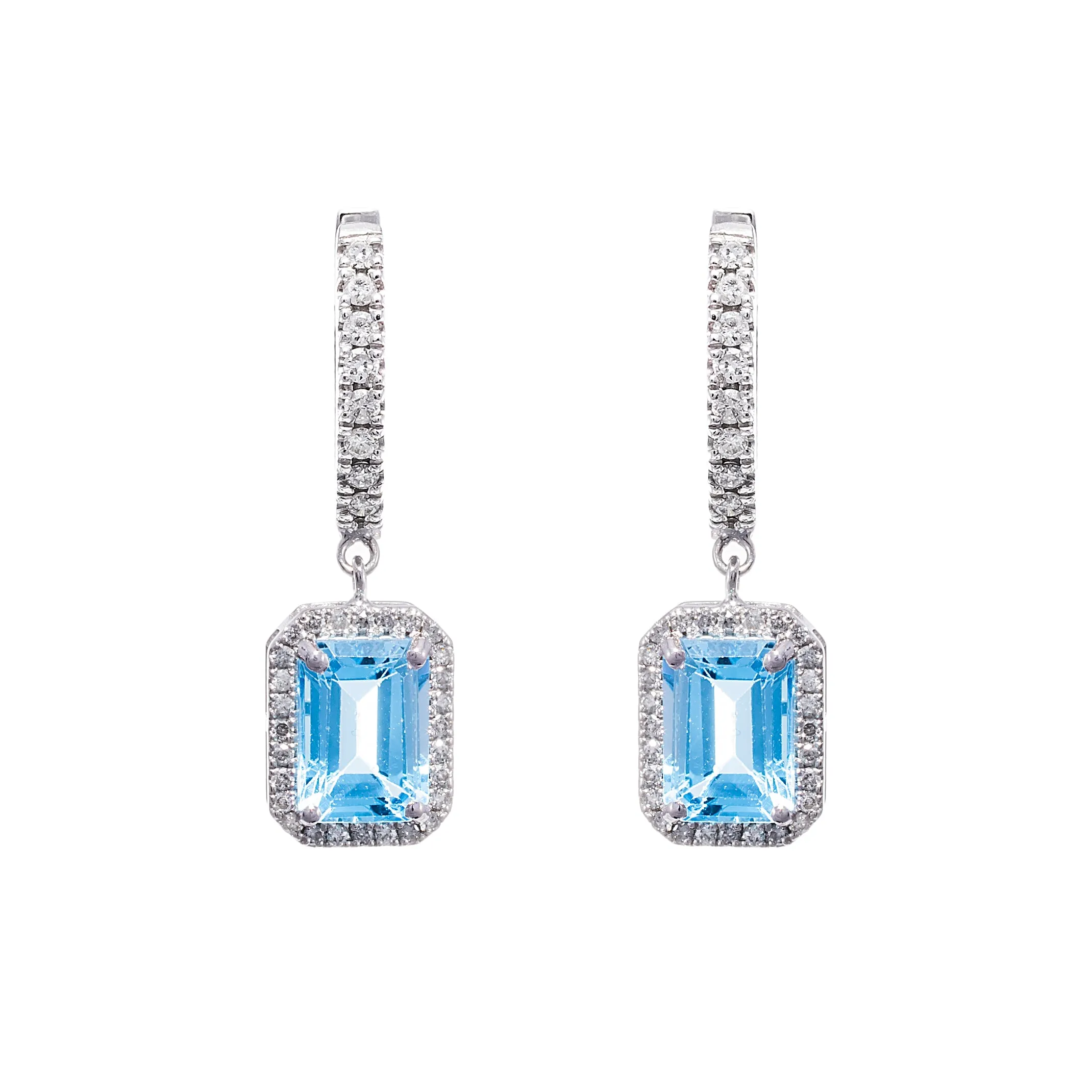 Blue Topaz & Diamond Huggies