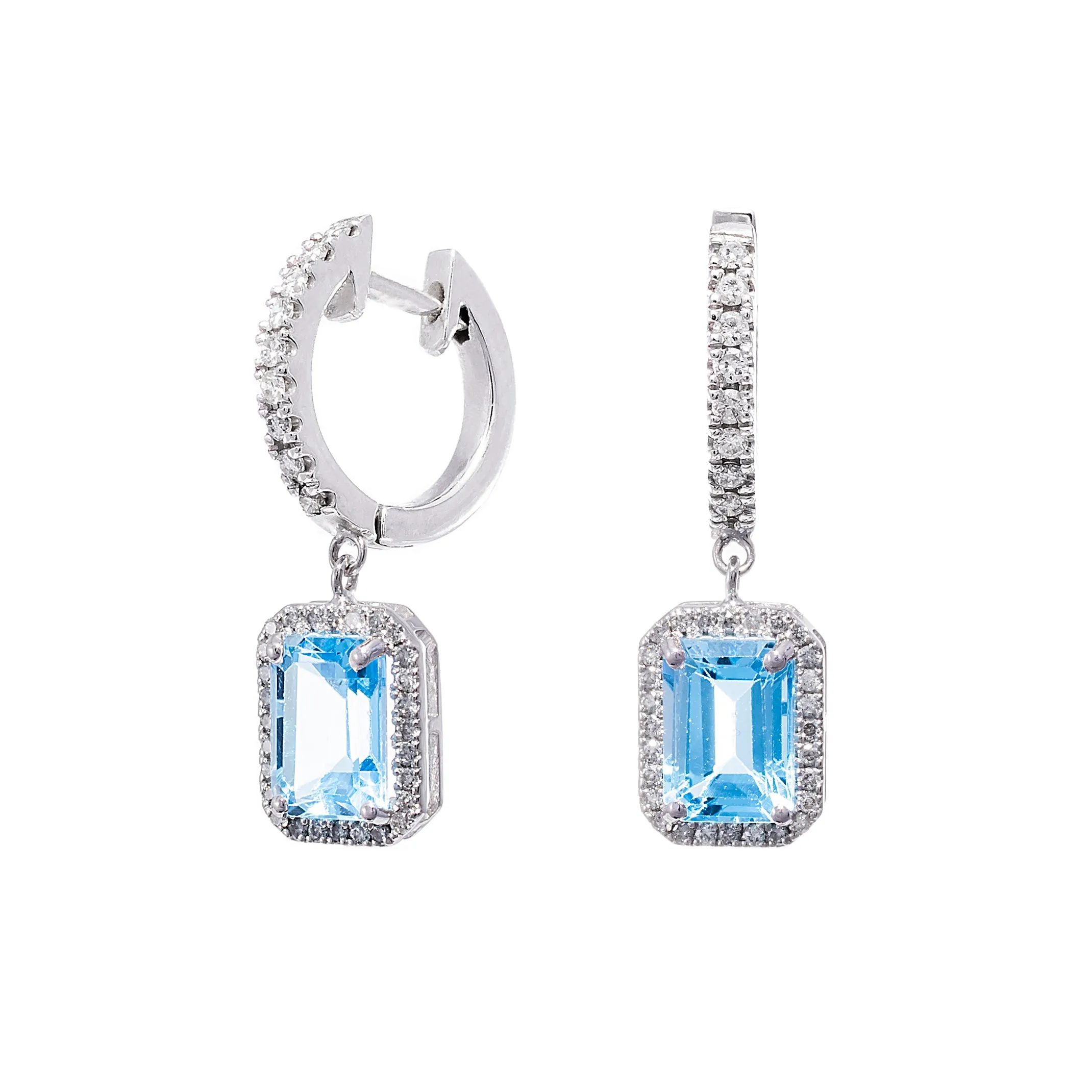 Blue Topaz & Diamond Huggies