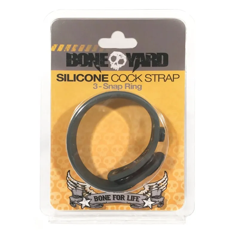 Boneyard Silicone Cock Strap 3-Snap Ring - Gray