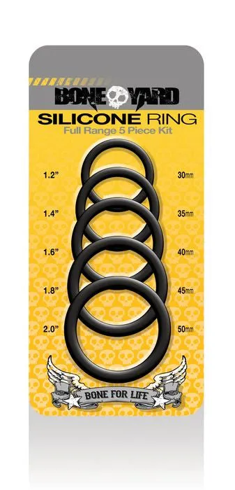 Boneyard Silicone Ring 5 Pieces Kit Black