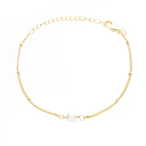 Bridal Single Pearl Beaded Bracelet