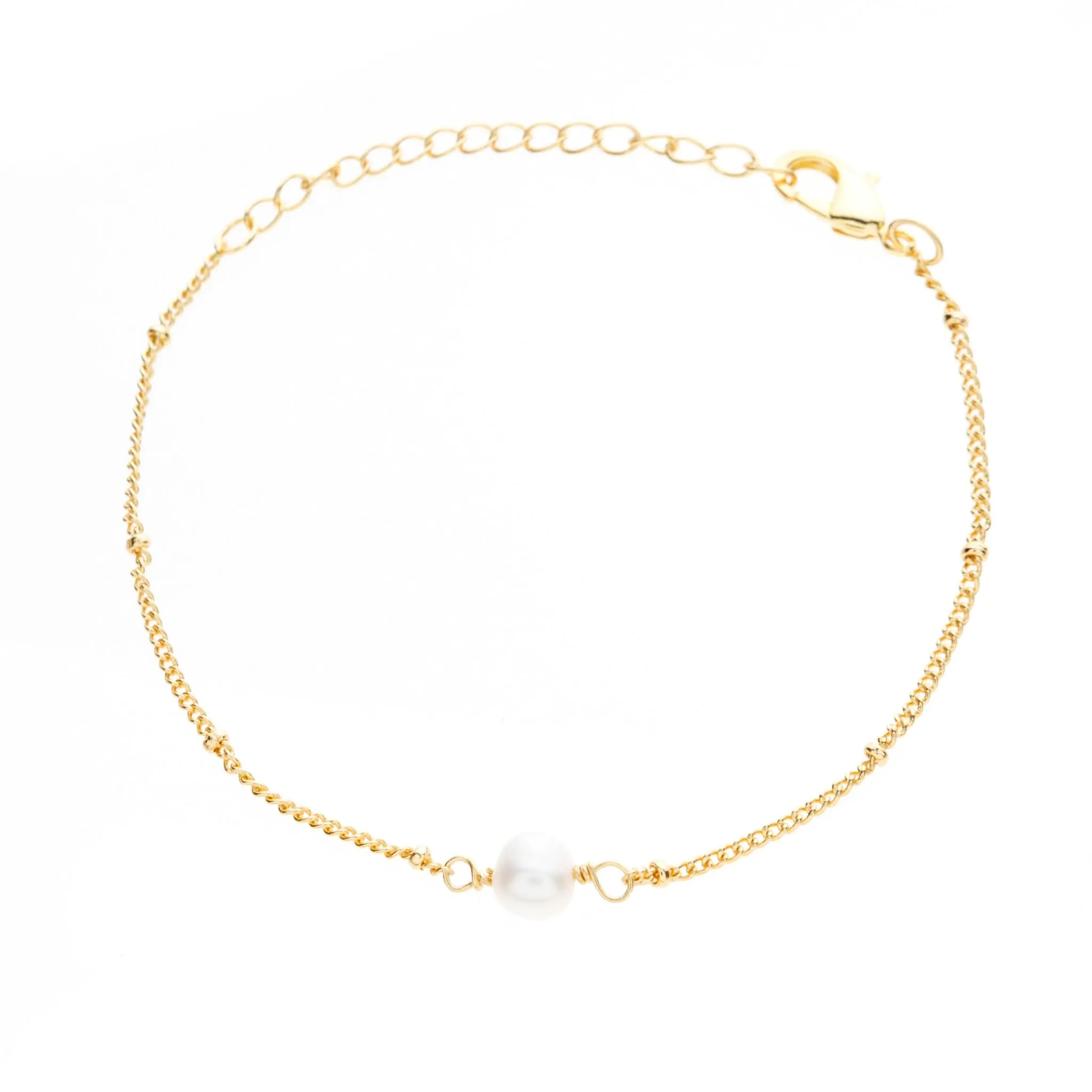 Bridal Single Pearl Beaded Bracelet