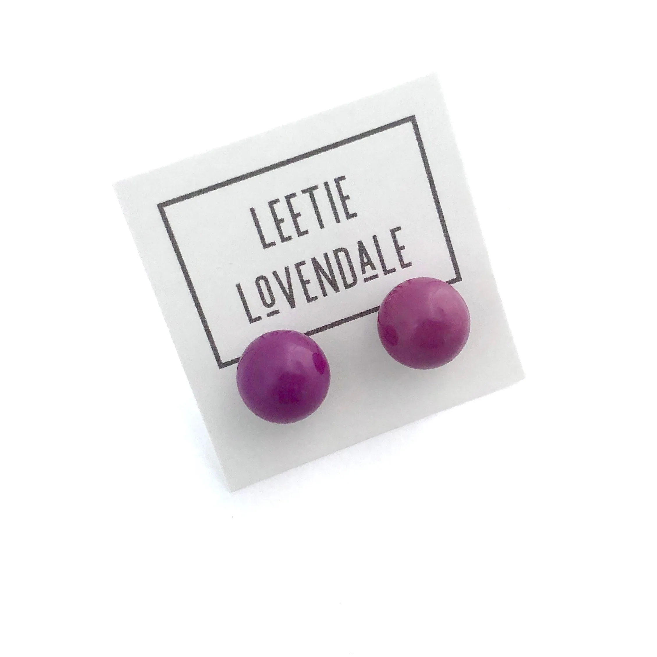 Bright Purple Ball Stud Earrings