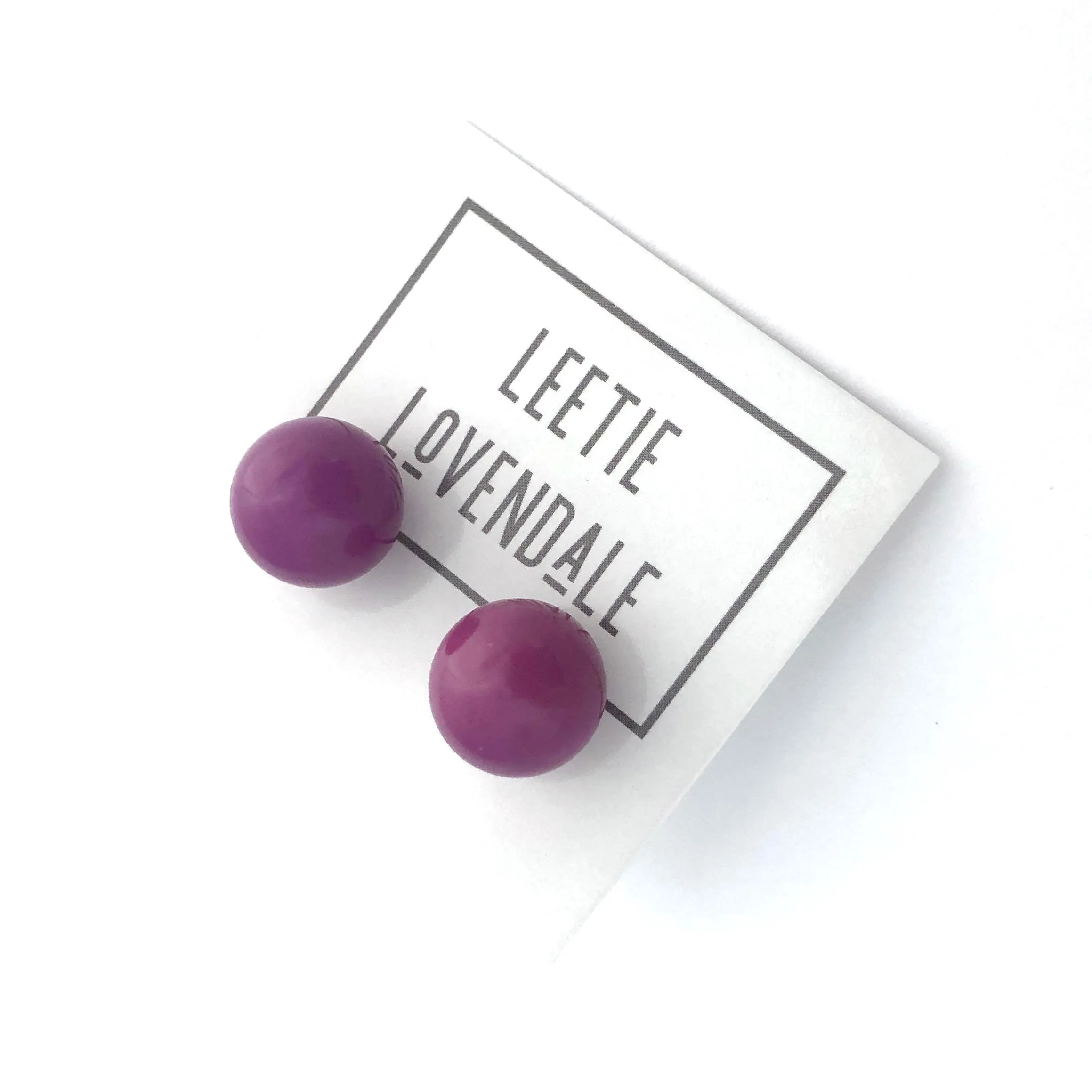 Bright Purple Ball Stud Earrings