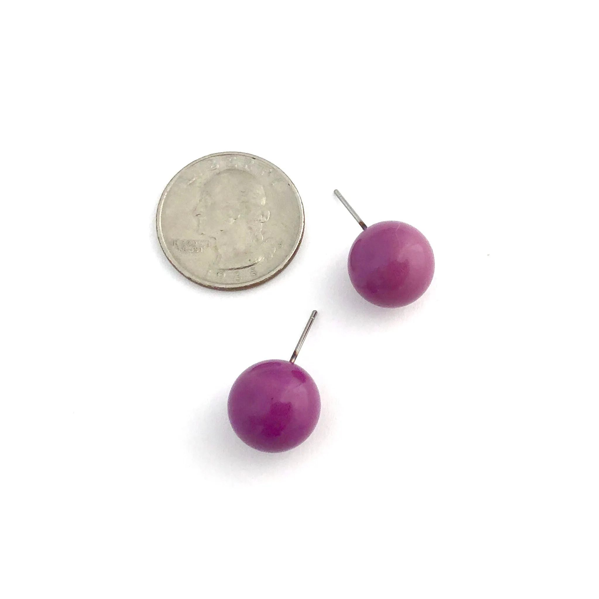 Bright Purple Ball Stud Earrings