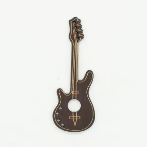 Brown Guitar Music Laser Cut Wooden Motif Pendant Charm