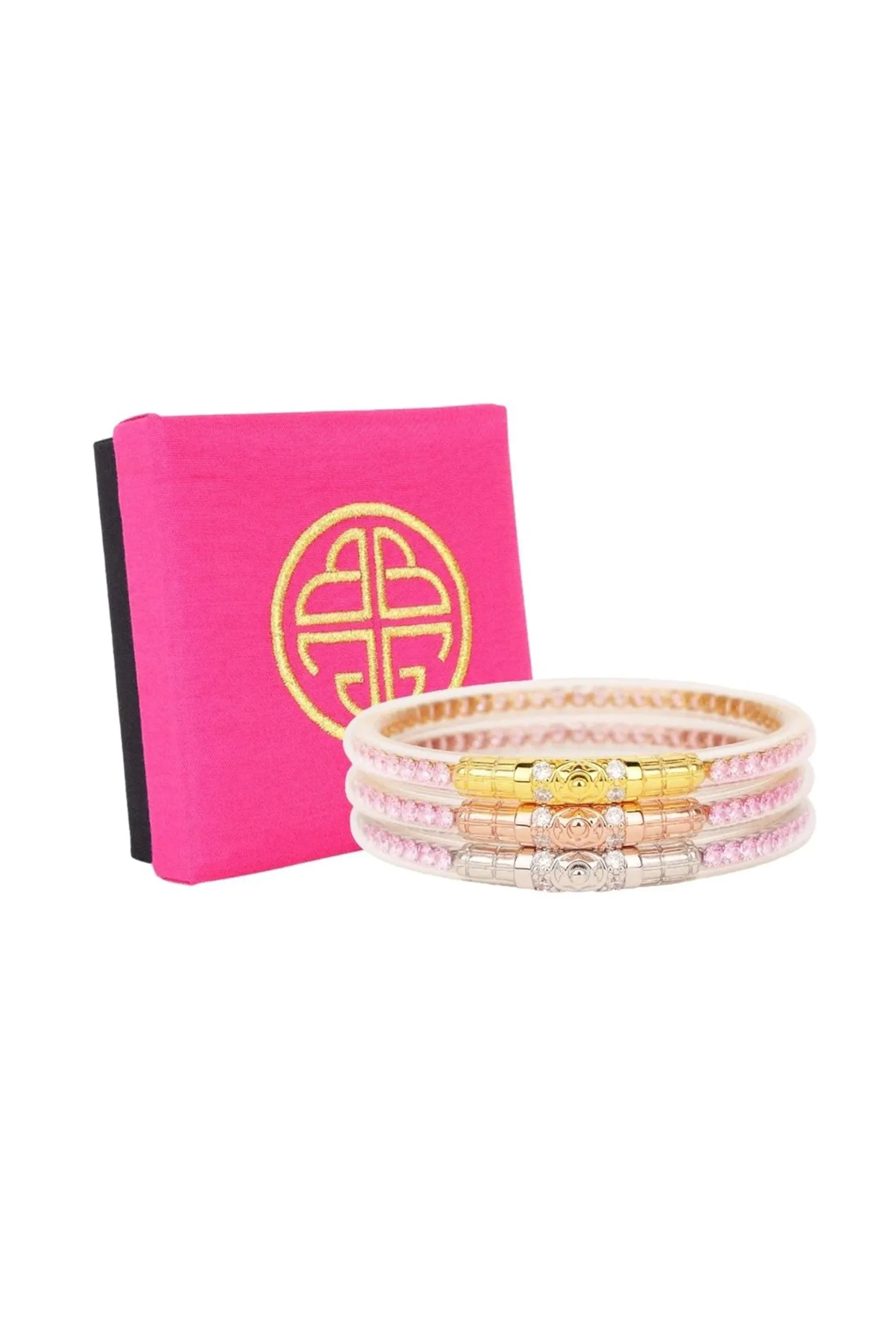 BUDHAGIRL Three Queens Bangles in Petal Pink