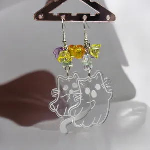 Cat ghost earrings | halloween mismatch earrings