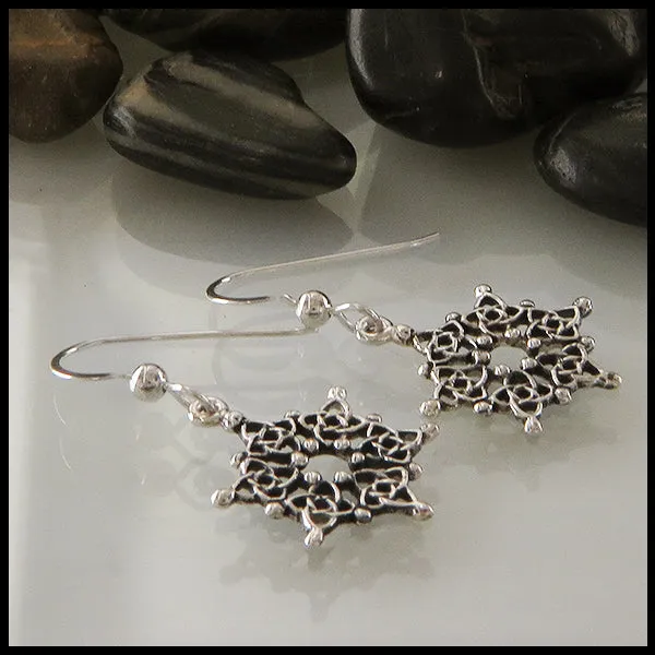 Celtic Starlight Snowflake Earrings in Silver