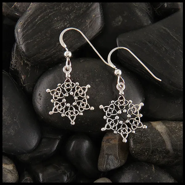 Celtic Starlight Snowflake Earrings in Silver