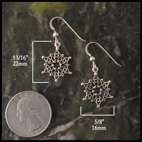 Celtic Starlight Snowflake Earrings in Silver