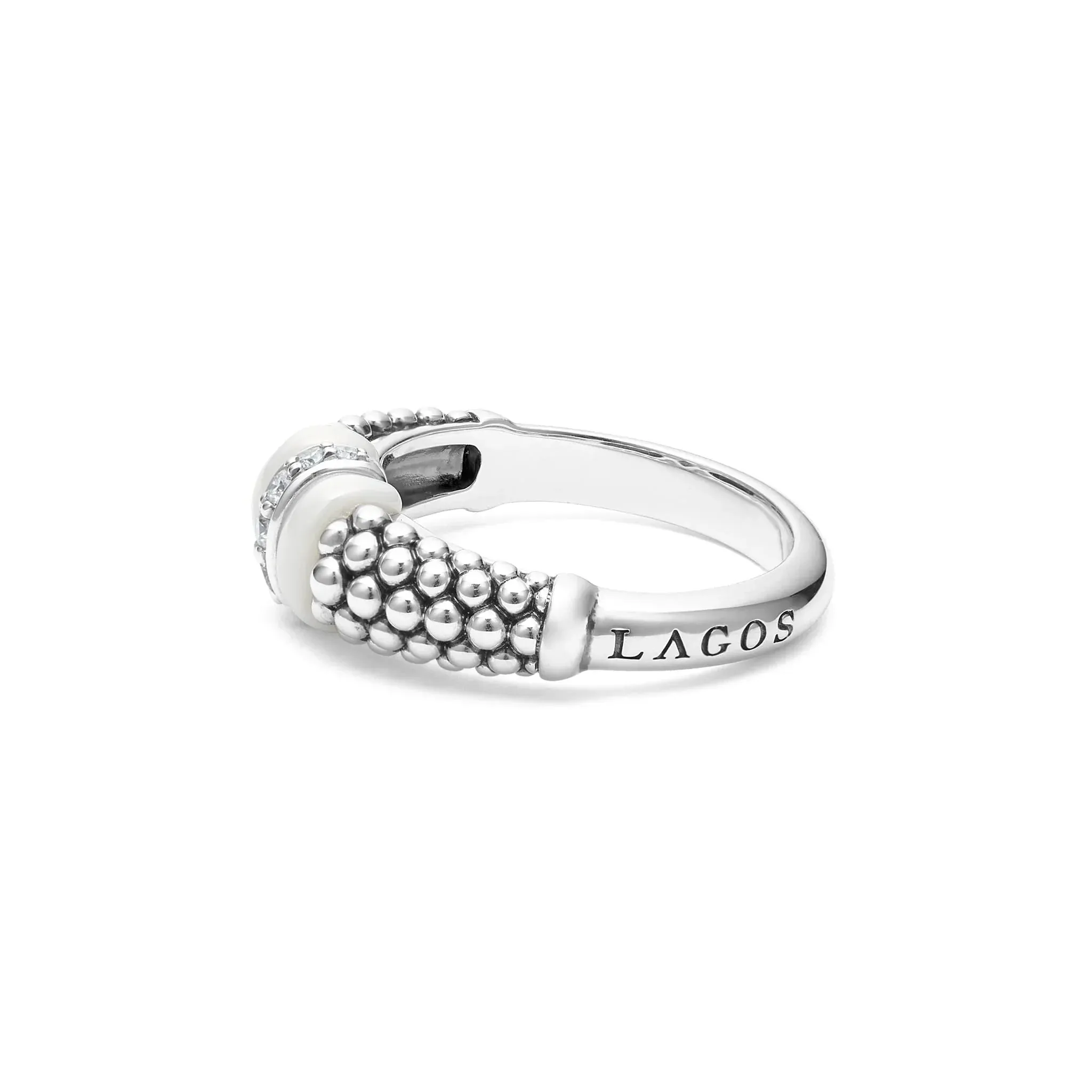 Ceramic and Caviar Diamond Ring