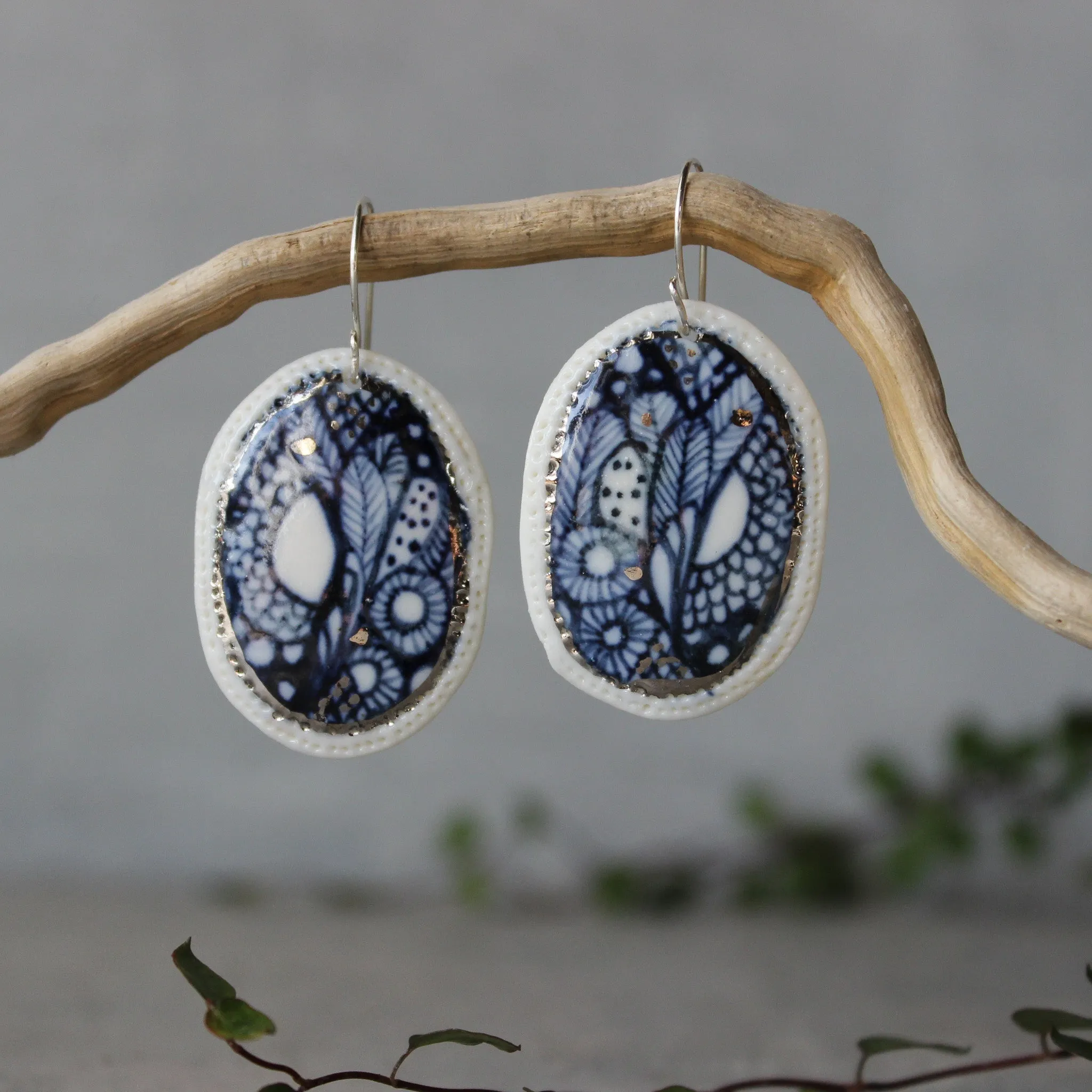 Ceramic Earrings Indigo #4