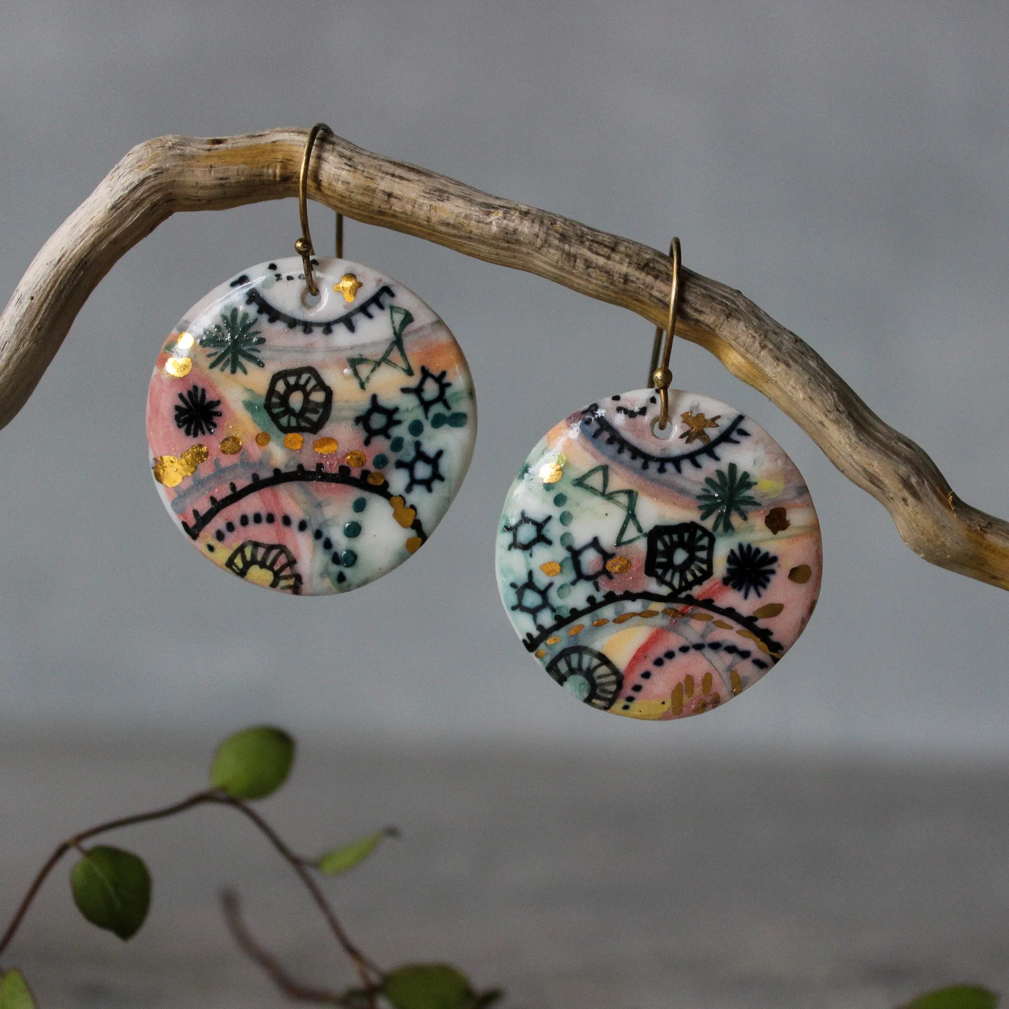 Ceramic Earrings Stars & Cells