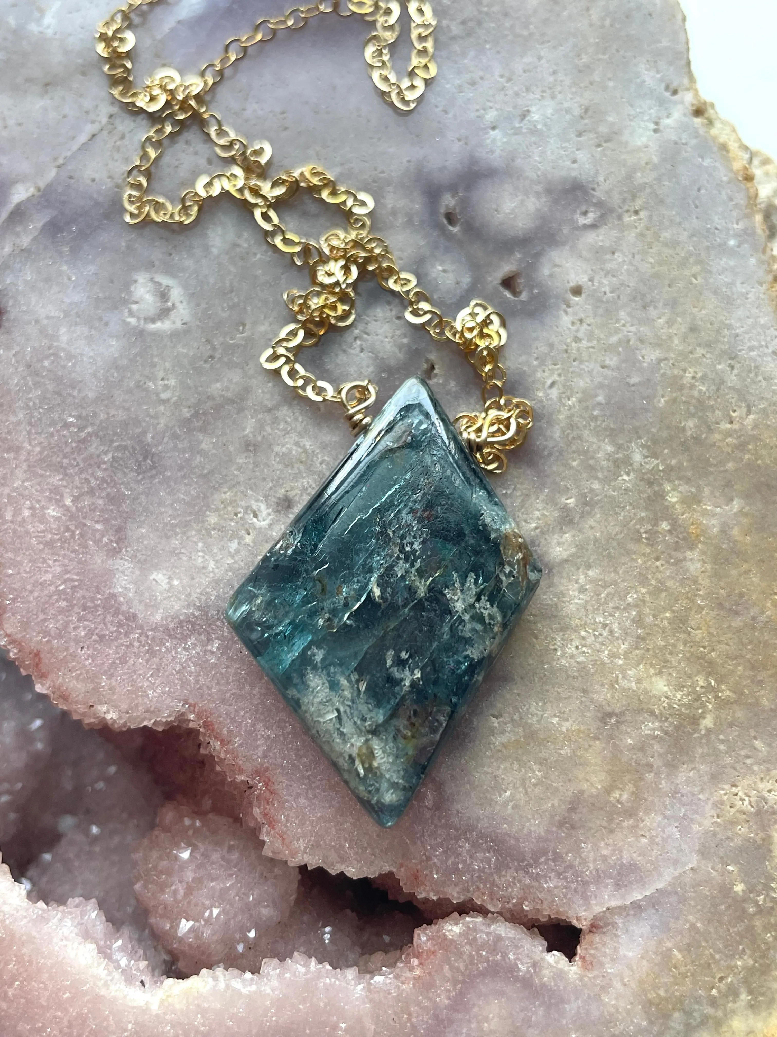 Change to sterling Kyanite Gemstone Pendant Necklace