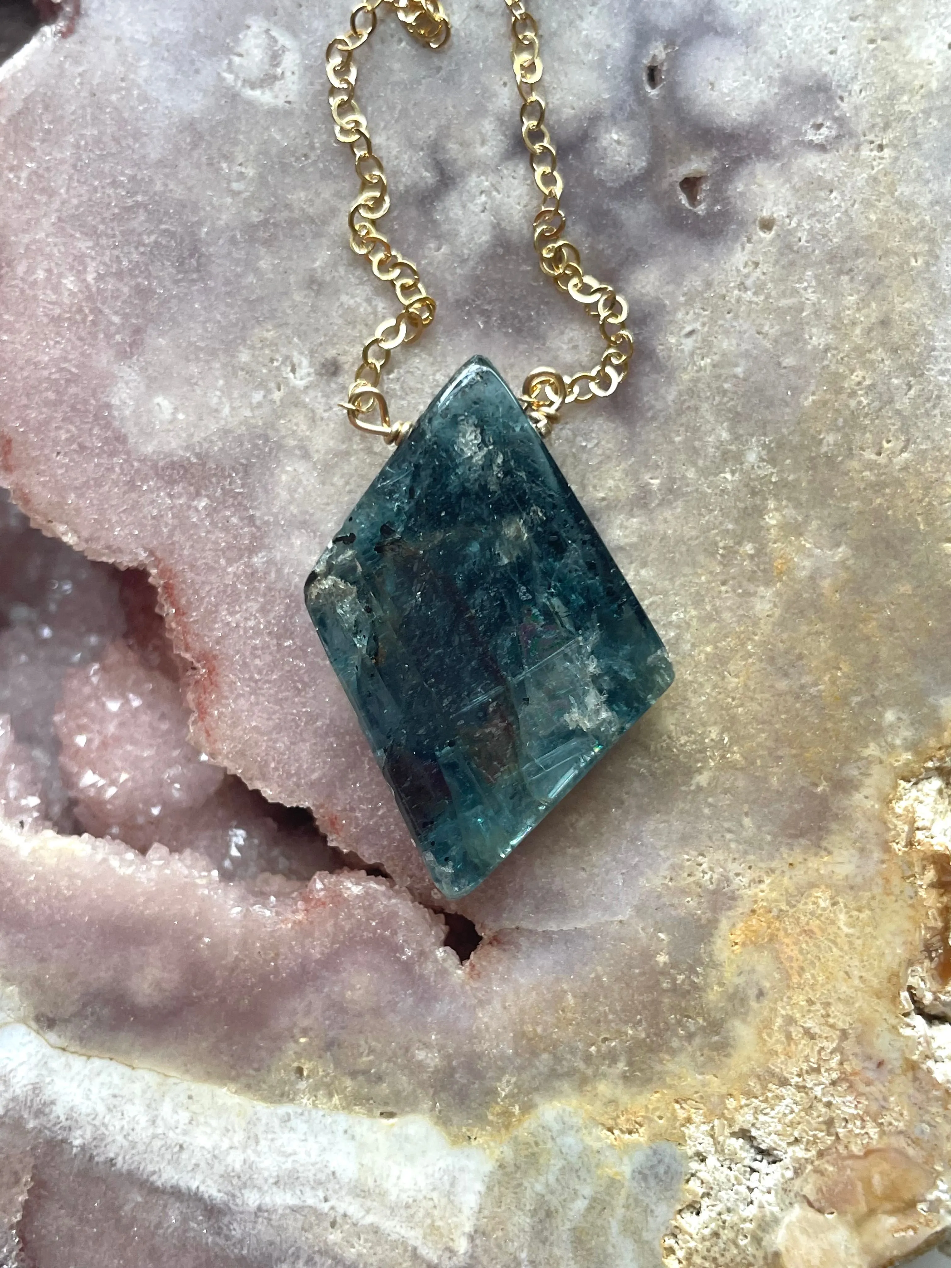 Change to sterling Kyanite Gemstone Pendant Necklace