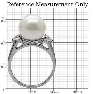 CJ7780OS Wholesale Stainless Steel White Pearl Raised Setting Cocktail Ring