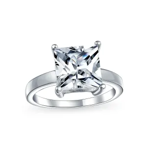 Classic 3CT Princess Cut Solitaire Engagement Ring in Sterling Silver