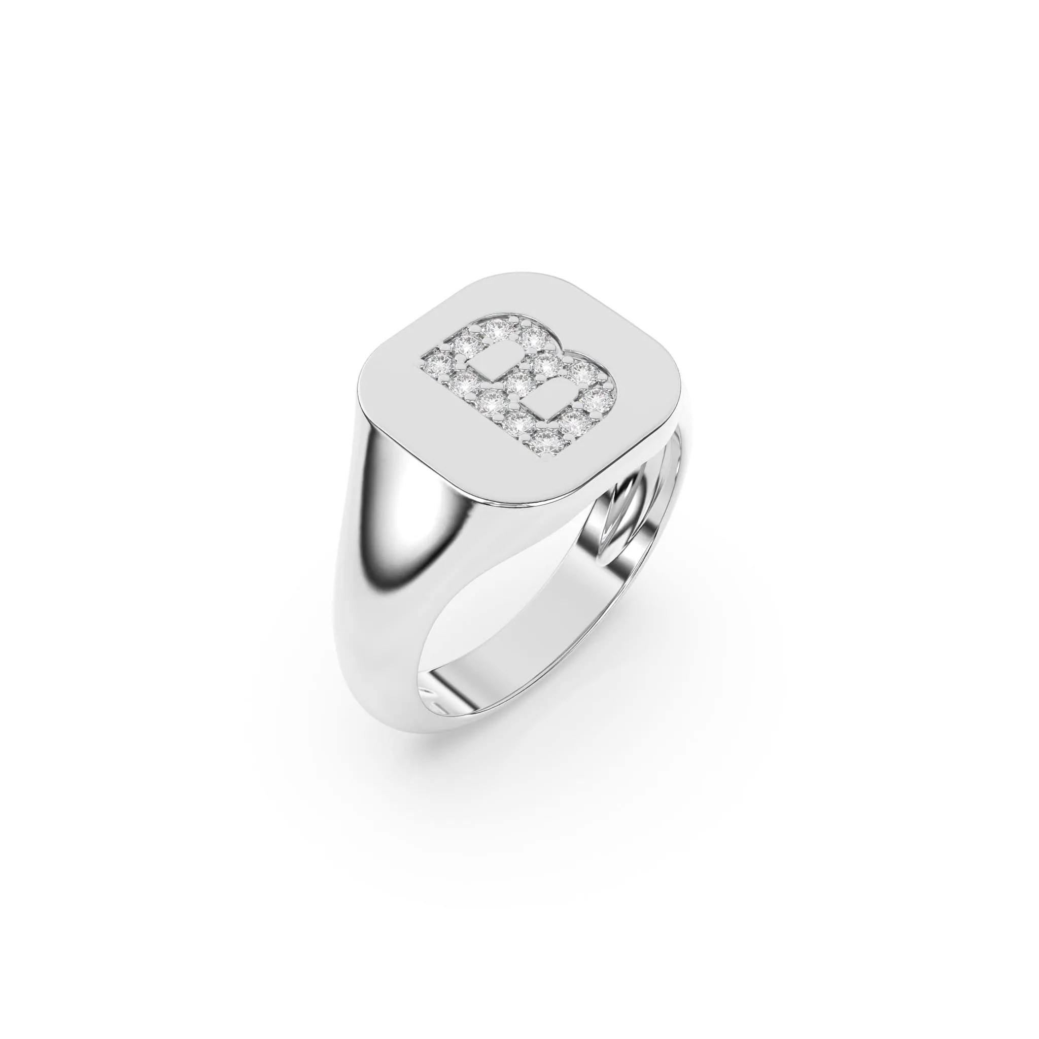 Classic Diamond Initial Signet Ring