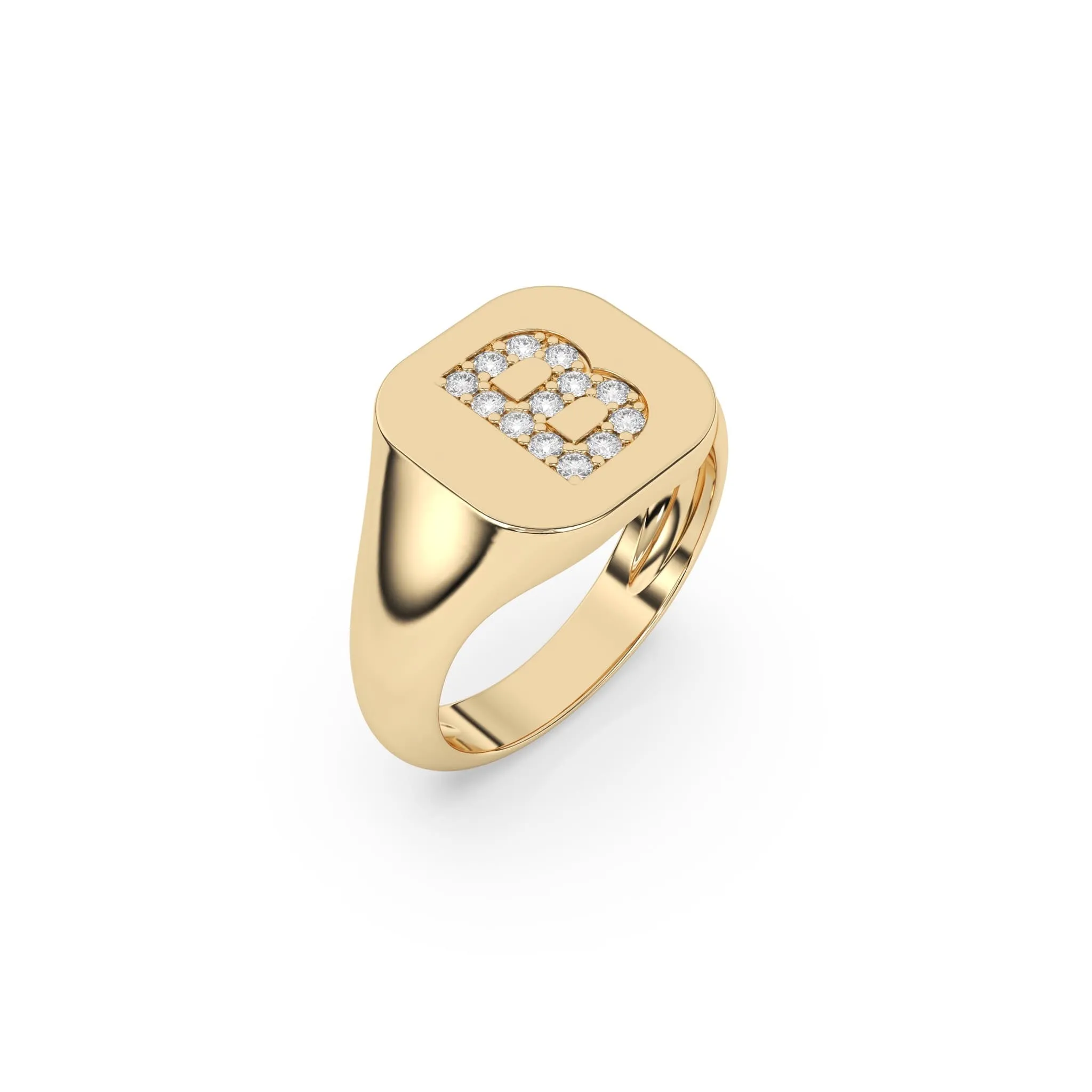 Classic Diamond Initial Signet Ring