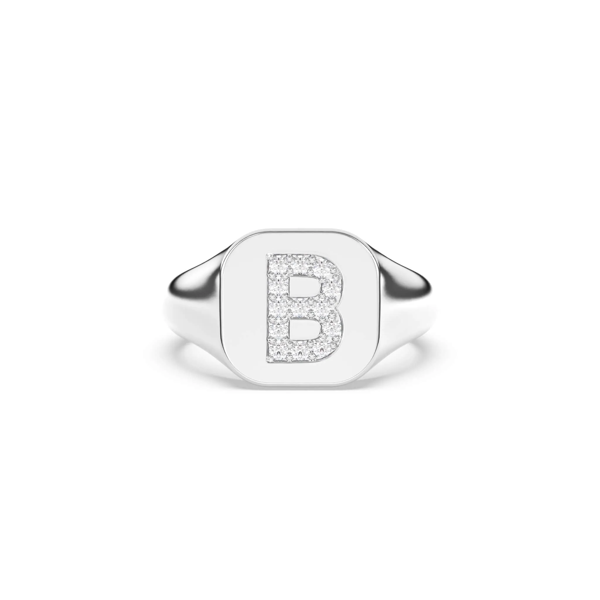 Classic Diamond Initial Signet Ring