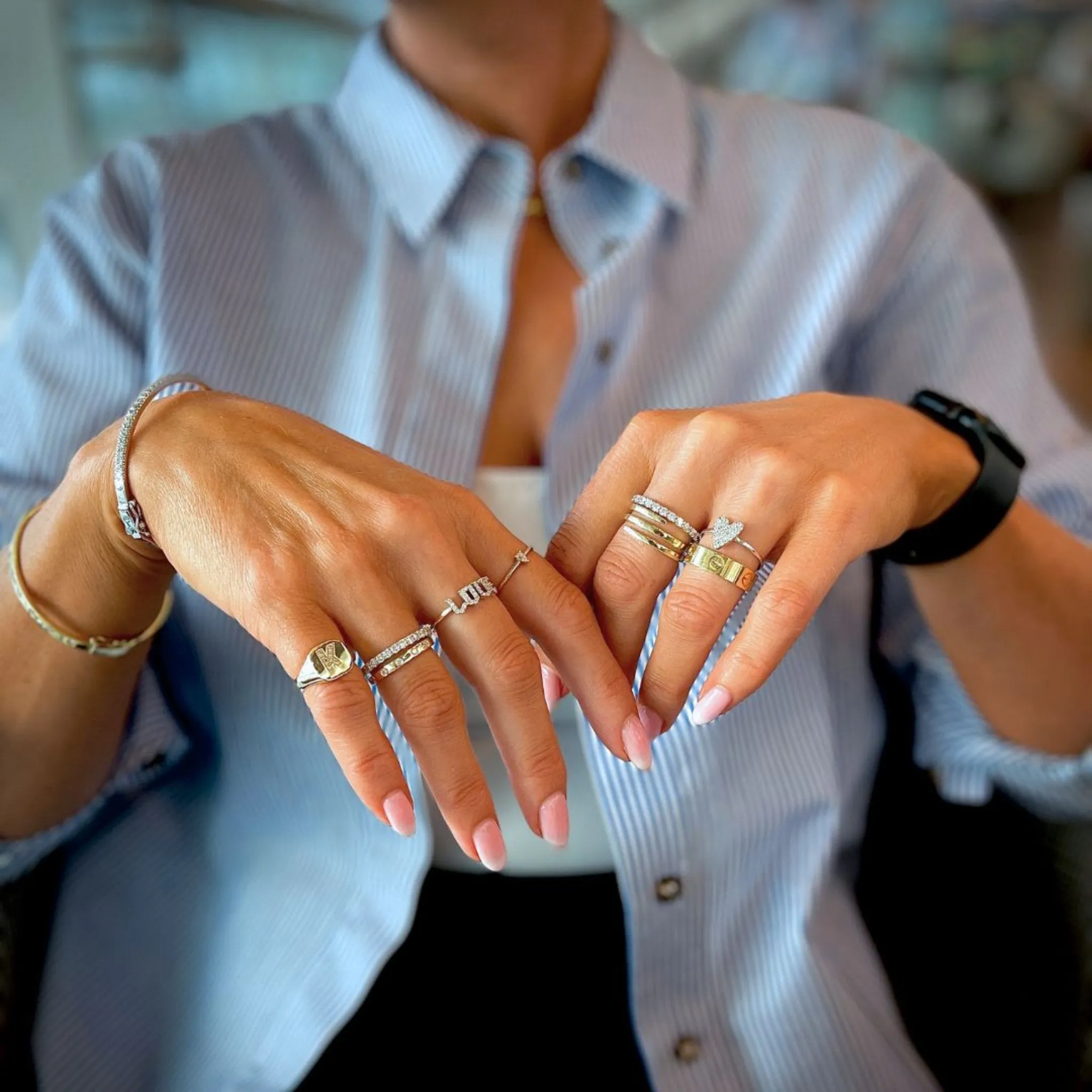 Classic Diamond Initial Signet Ring