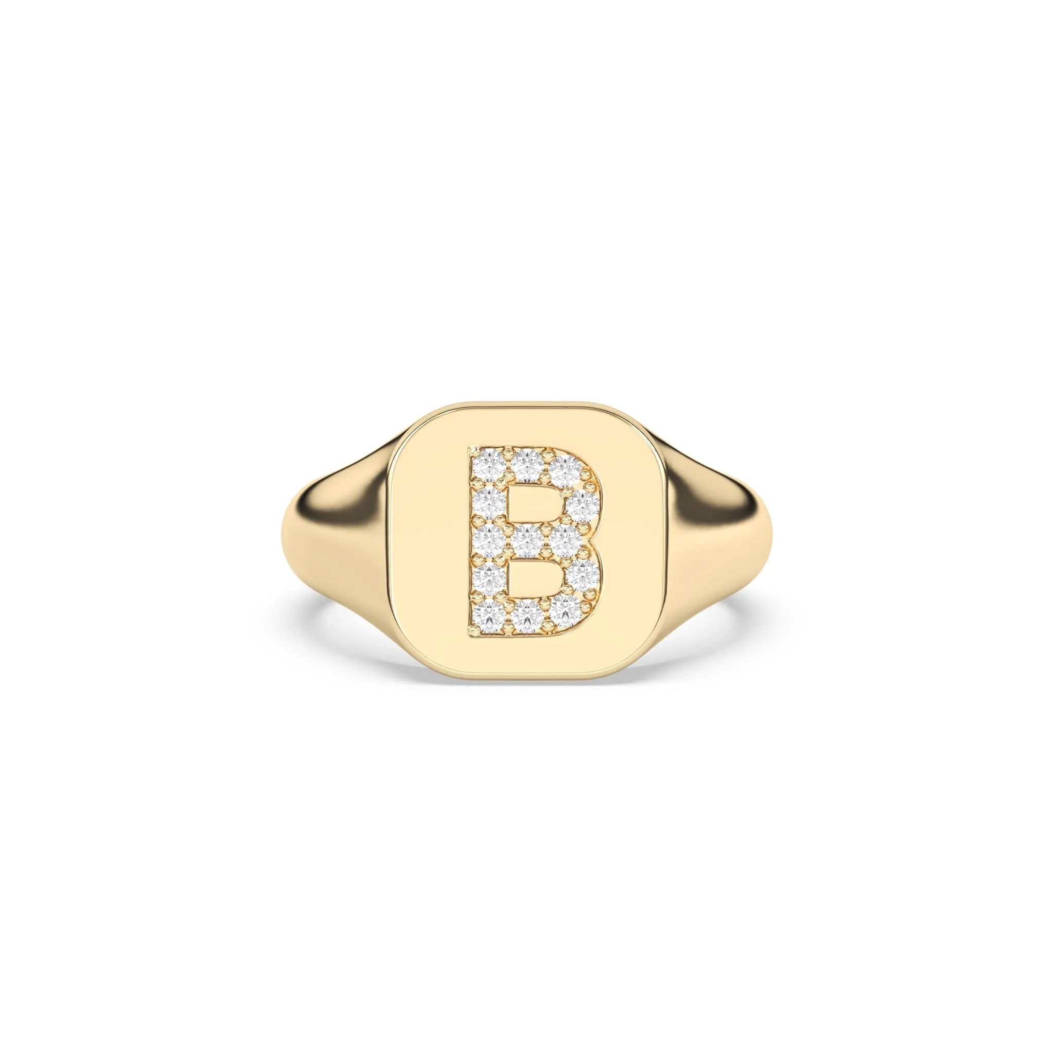 Classic Diamond Initial Signet Ring