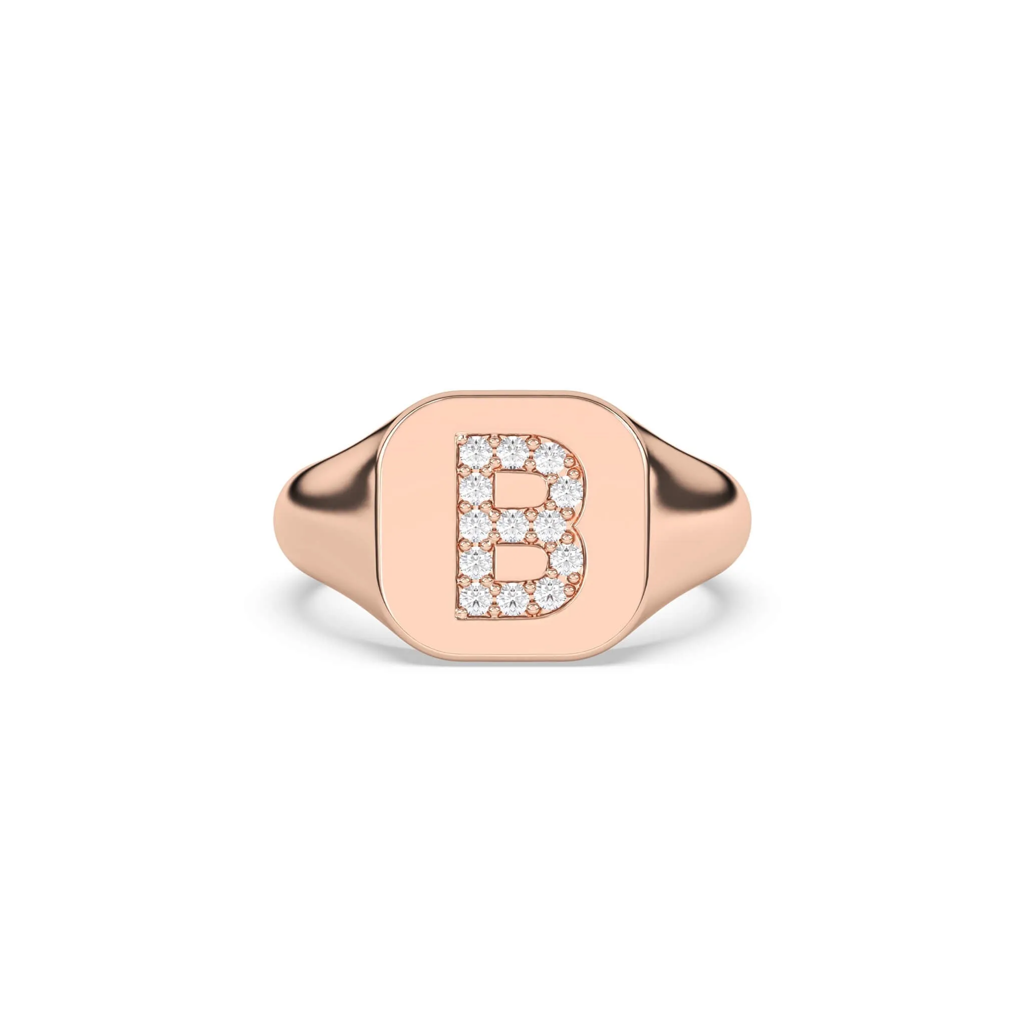 Classic Diamond Initial Signet Ring