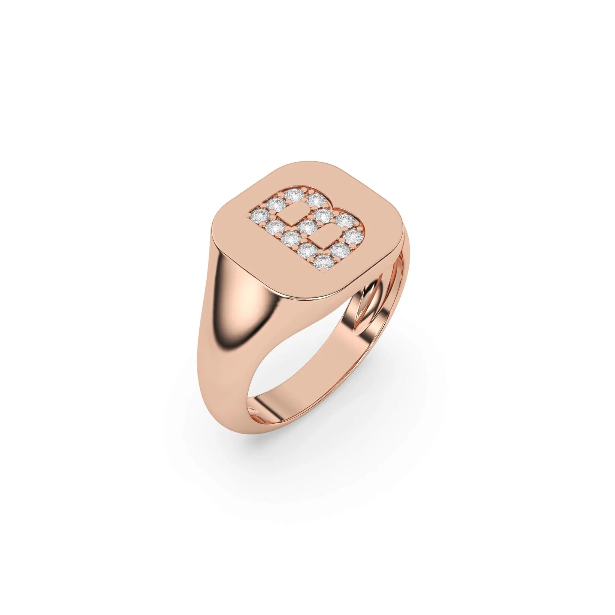 Classic Diamond Initial Signet Ring