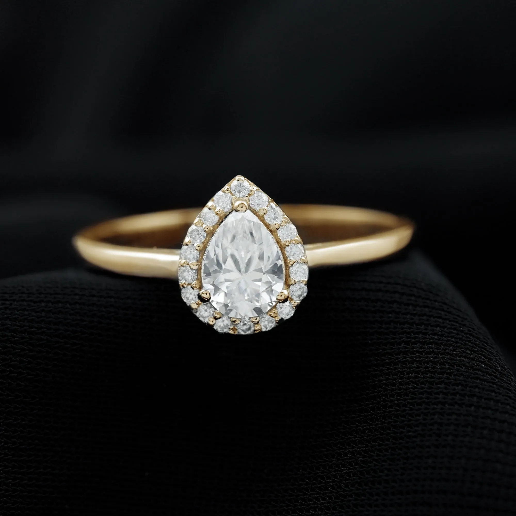 Classic Lab Grown Diamond Teardrop Engagement Ring with Halo