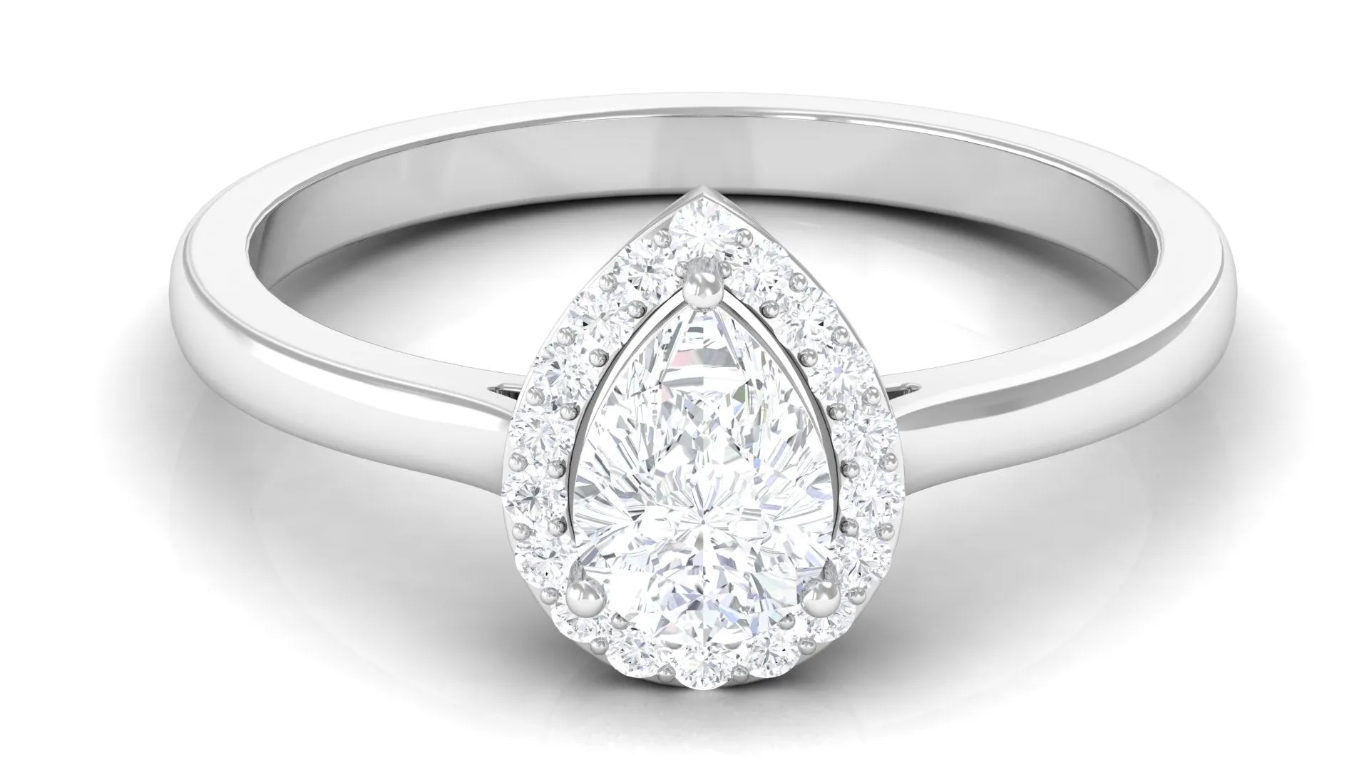 Classic Lab Grown Diamond Teardrop Engagement Ring with Halo