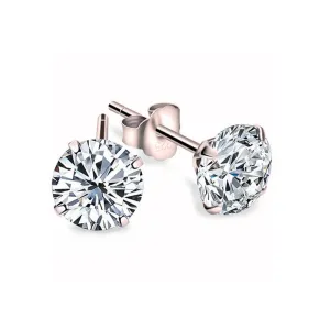 Cubic Zirconia Stud Earrings - Rose Gold Plated