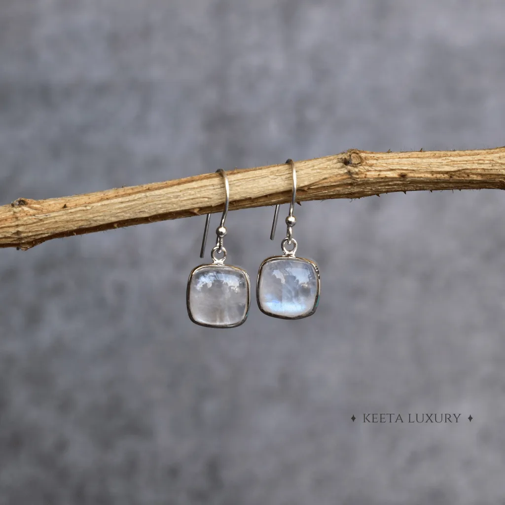 Cushion Conquer - Moonstone Earrings